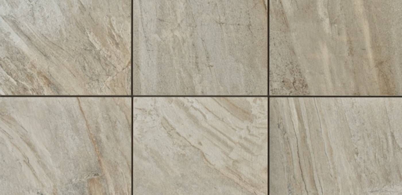 Matte grey/taupe/cream carrara rectangle porcelain floor and wall tile, size 12" x 24", stacked vertically