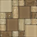 Matte or glossy beige/tan/taupe/brown glass mosaic wall tile, sheet size 12" x 12"
