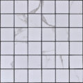 White carrara porcelain square mosaic floor and wall tile with glossy finish, size 2" x 2"